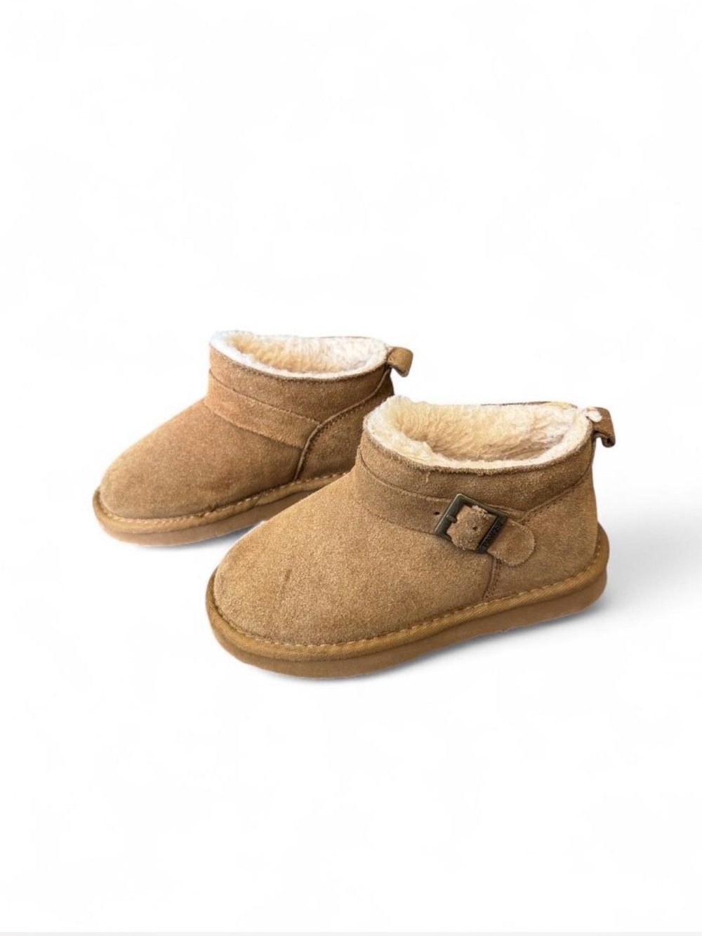 BearPaw Kids Faux-Shearling Lined Suede Slip-On Booties - Brown